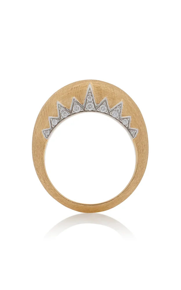 Domed Crown 18K Yellow Gold Diamond Ring