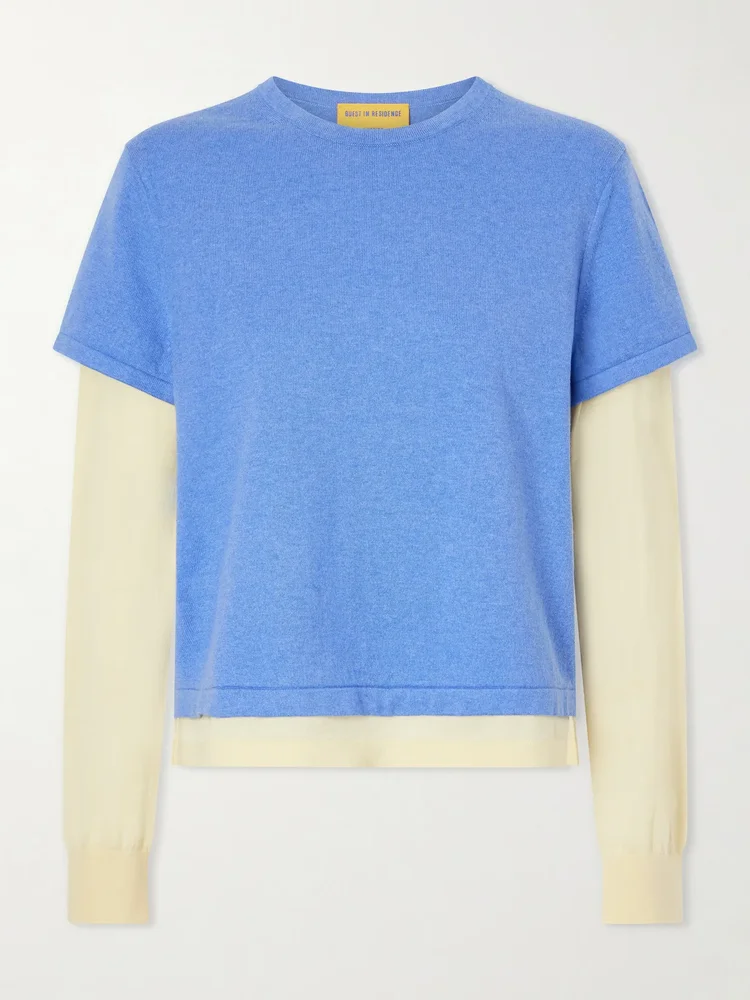layer cotton cashmere and silk blend t shirt