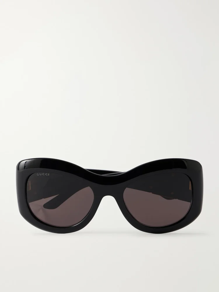 Double G-embellished round-frame recycled-acetate sunglasses