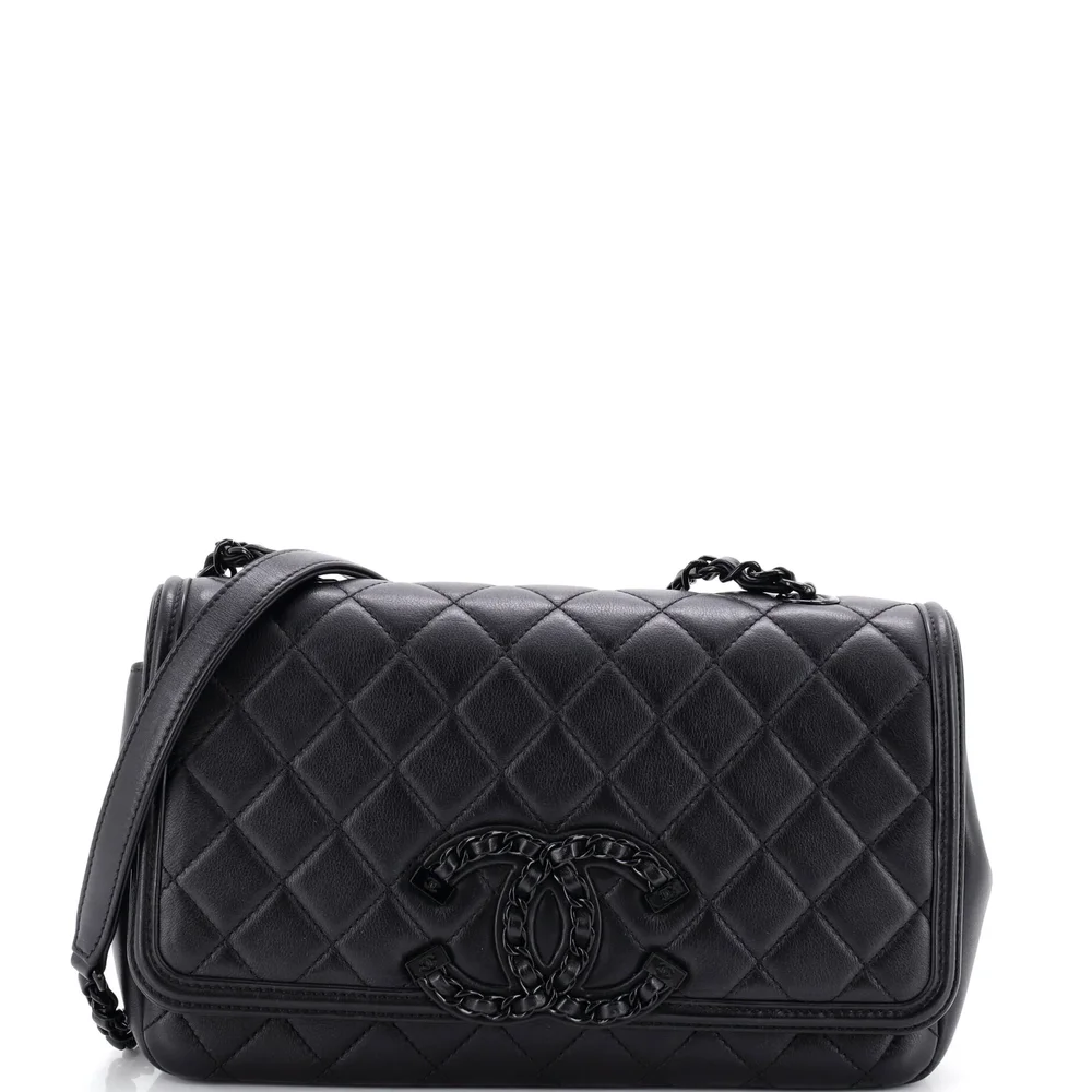 Filigree Flap Bag Quilted Lambskin with Chain Detail Medium