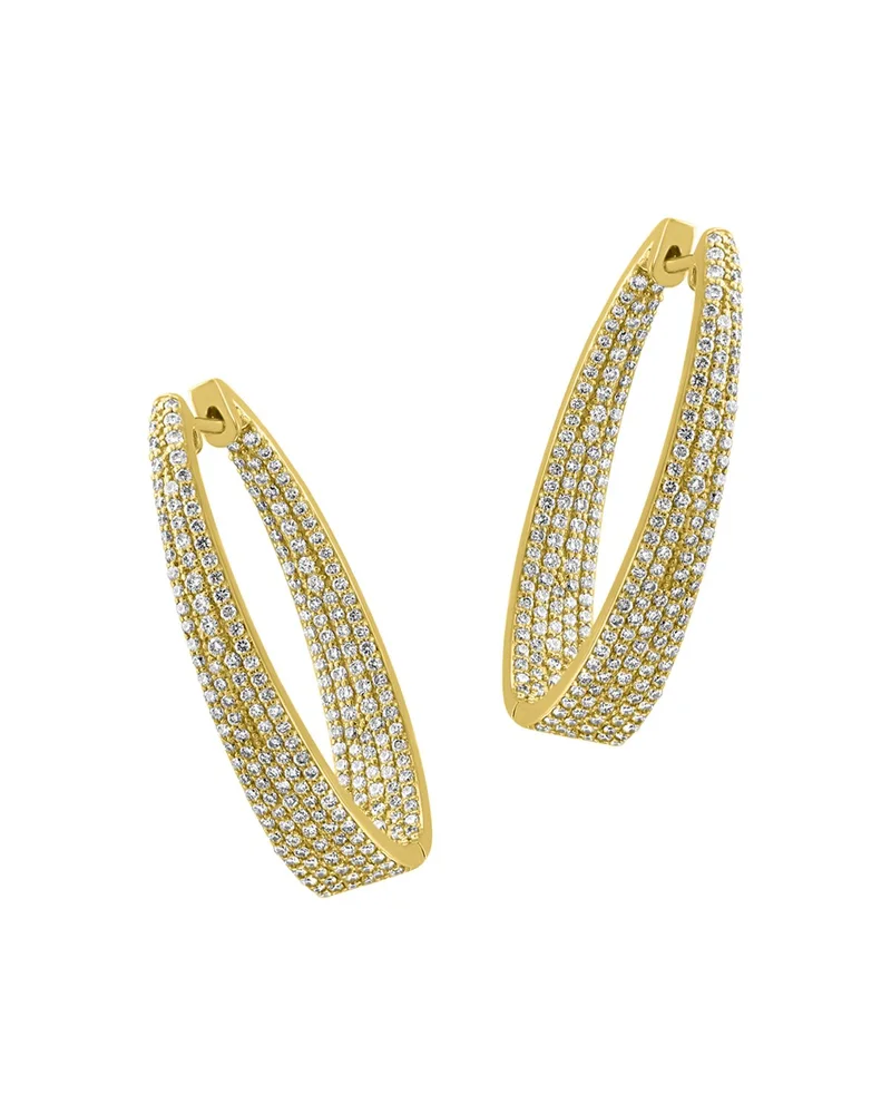 Diamond Inside-Out Oval Hoop Earrings in 14K Yellow Gold, 2.30 tcw