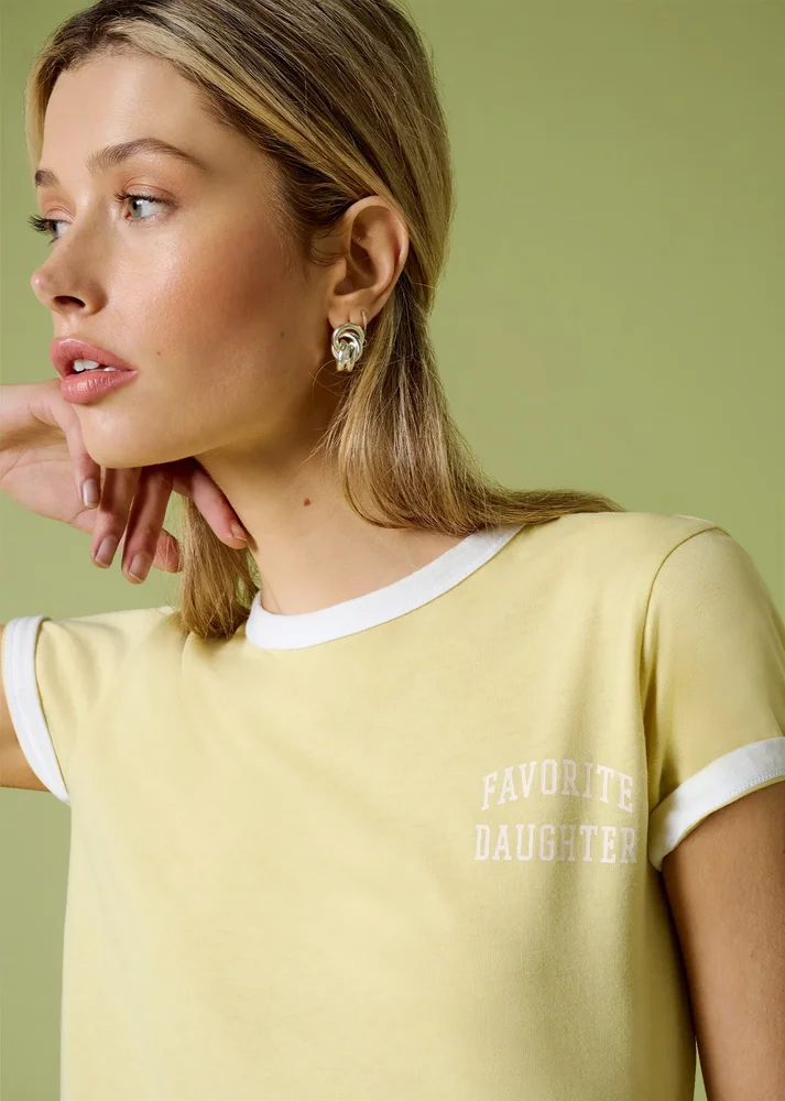 Cropped Favorite Daughter Ringer Tee