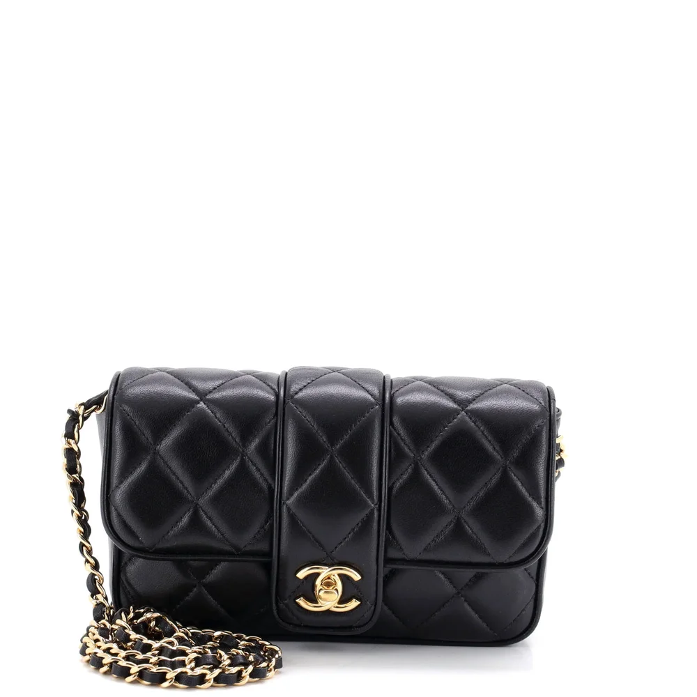 CC Tab Flap Shoulder Bag Quilted Lambskin Mini