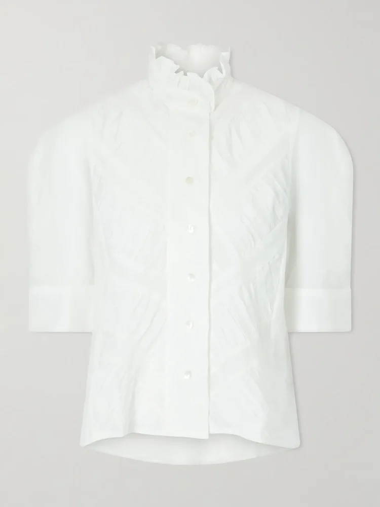 Vita ruffled pleated cotton-gauze shirt