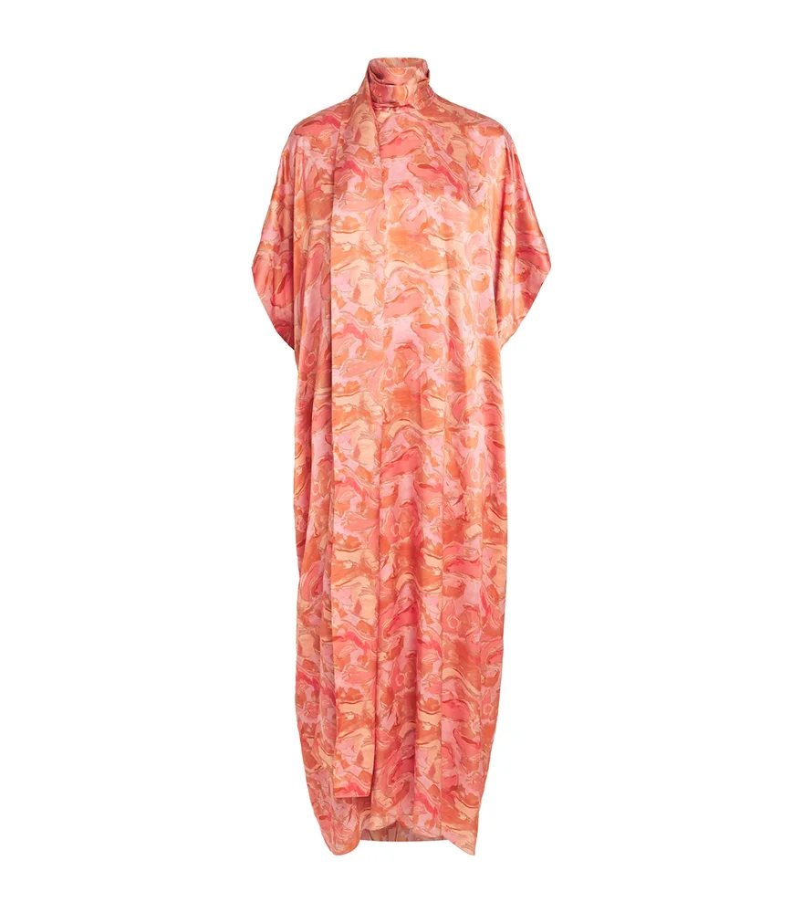Silk Floral Oshone Midi Dress