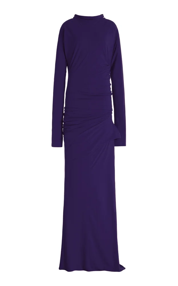 Twist Gathered Cotton Maxi Dress