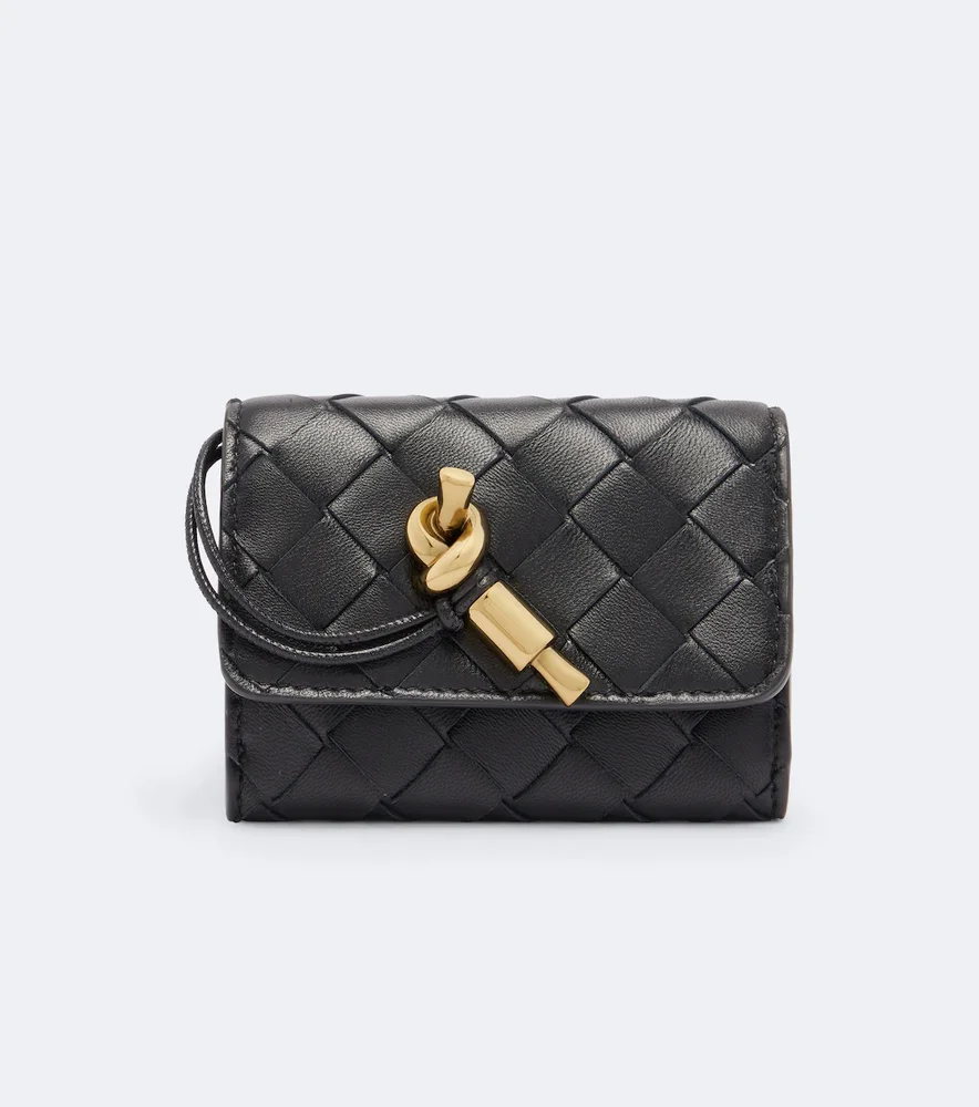 Intrecciato leather card holder