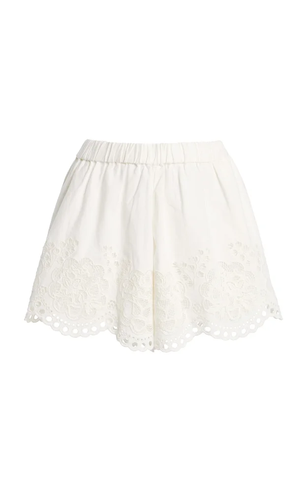 Gardener Embroidered Cotton-Linen Mini Shorts