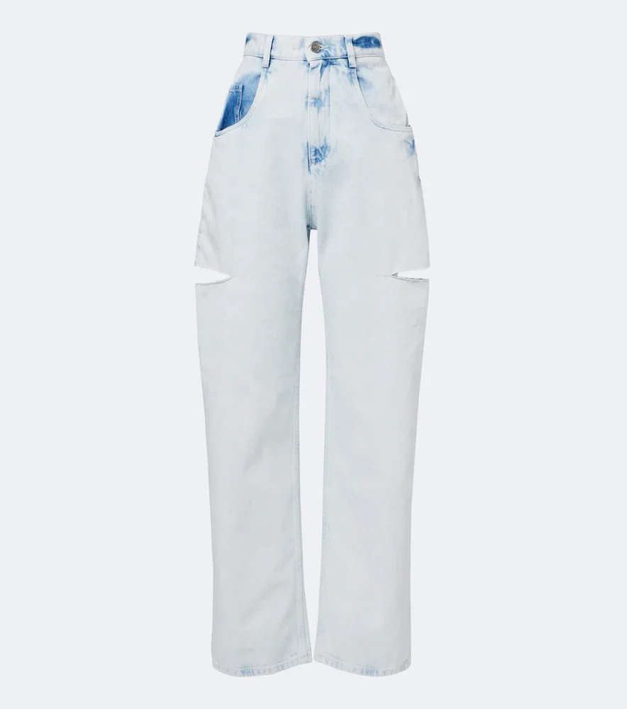 Cutout wide-leg jeans