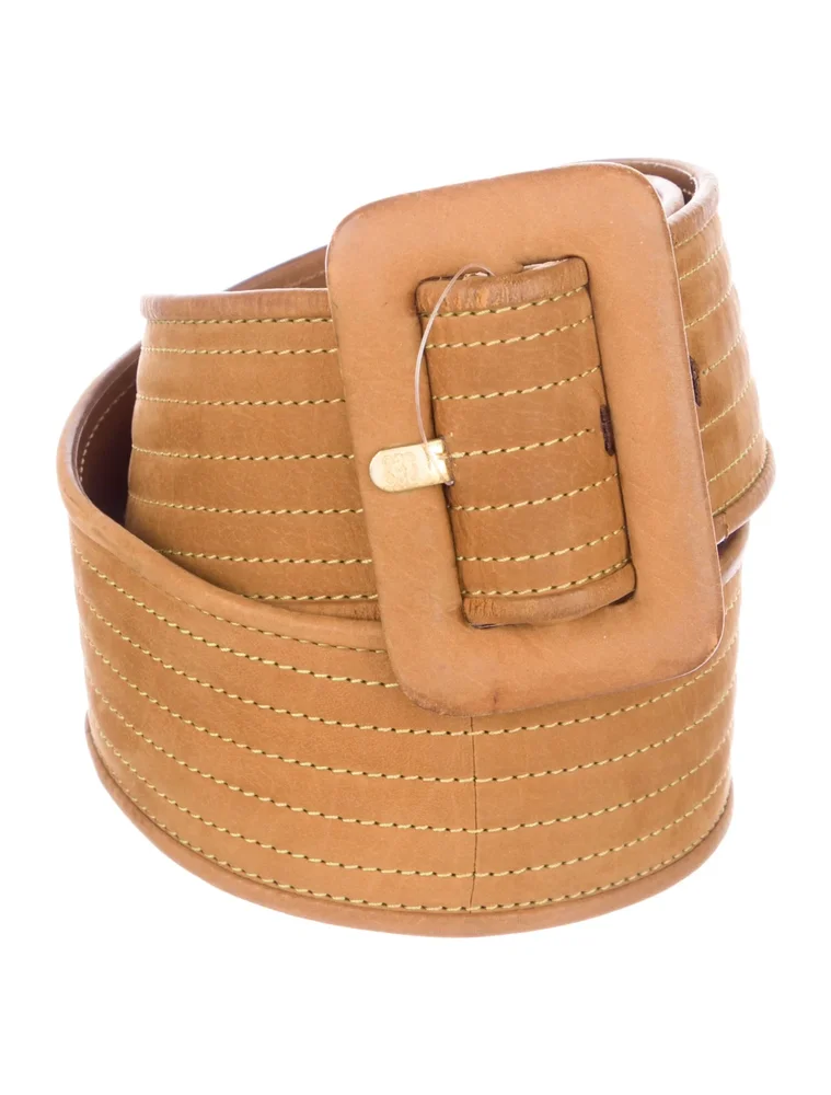Wide Leather Waist Belt (Tan)