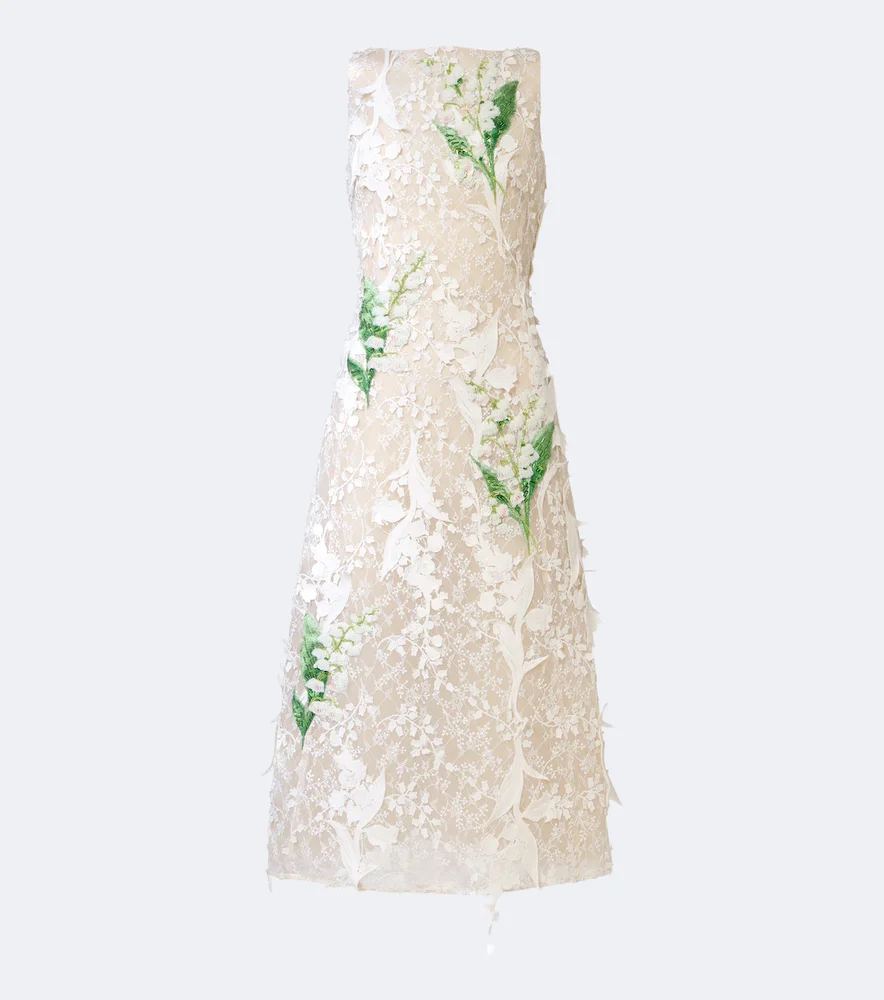 Cleo beaded floral-appliqué lace dress