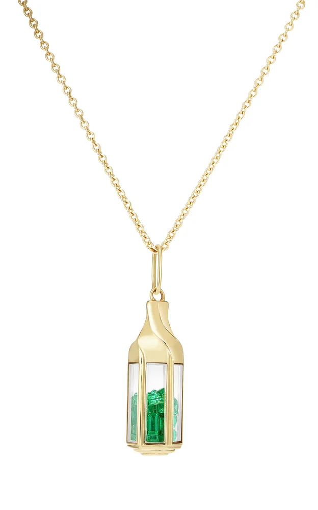 18k Yellow Gold Farol Necklace Emerald