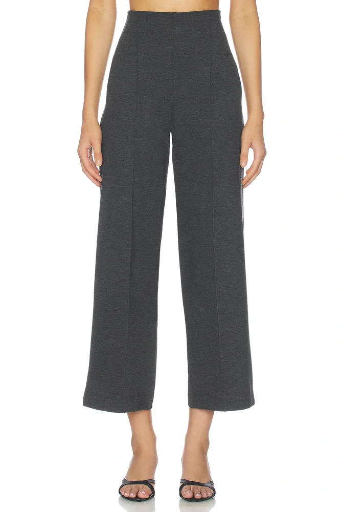Ponte Knit Cropped Straight Leg Pant