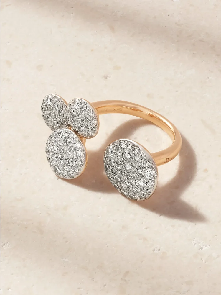 Sabbia 18-karat rose and rhodium-plated white gold diamond ring