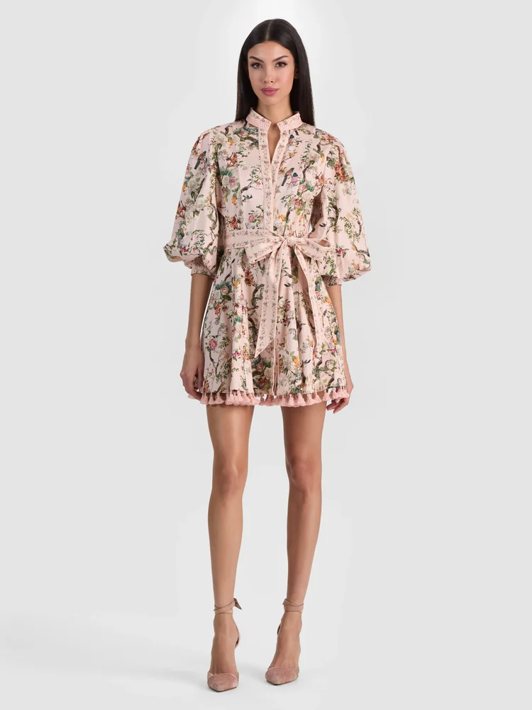 Alice + Olivia LUCY MINI SHIRT DRESS - SUNSET GROVE ENGLISH ROSE