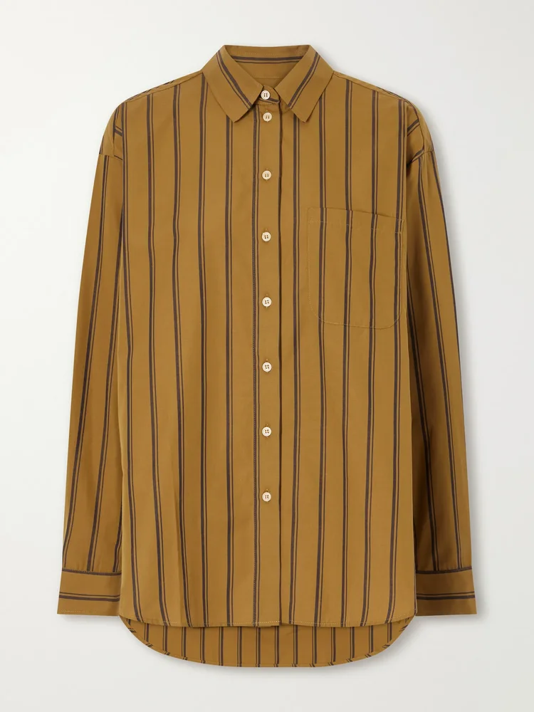 The Essential striped cotton and silk-blend shirt
