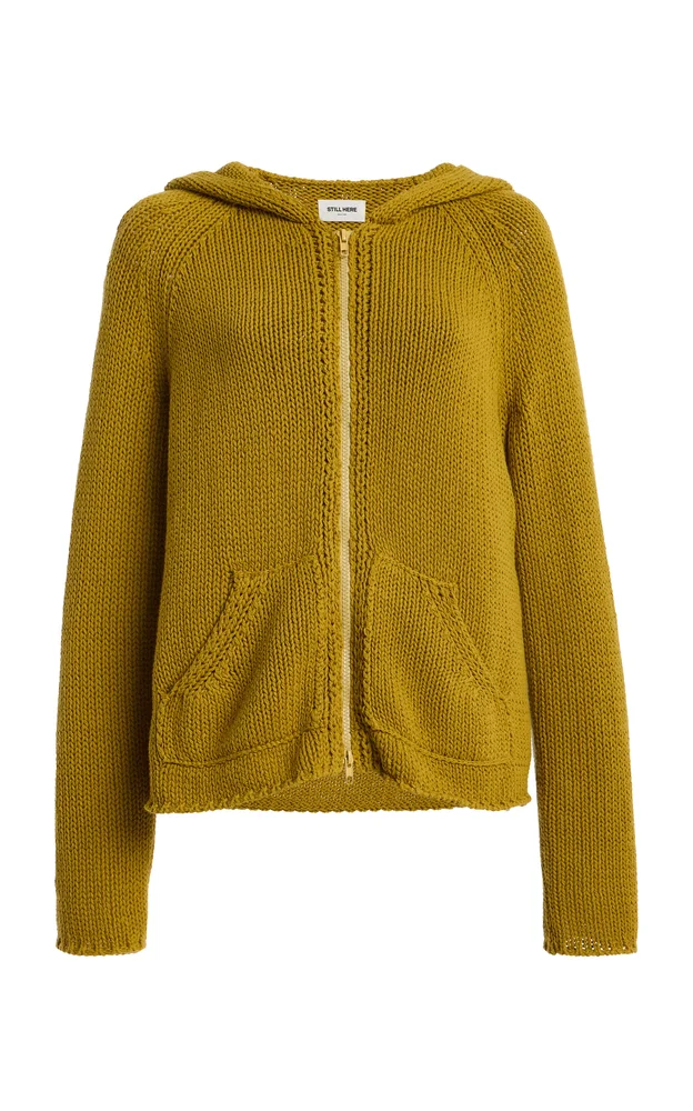 Bear Zip-Up Cotton Sweater