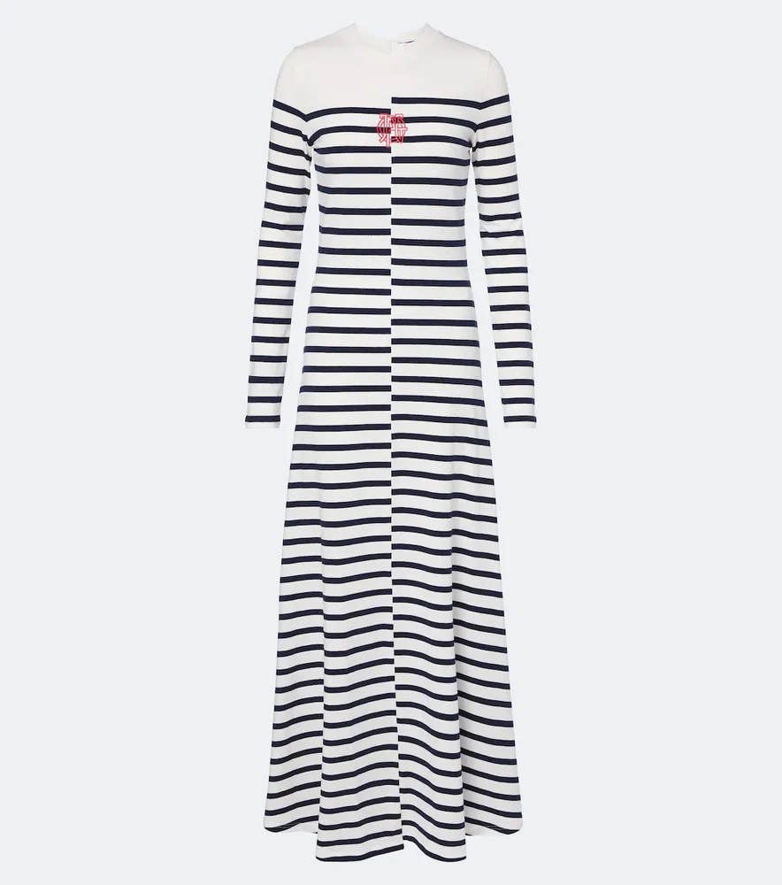 Striped cotton-blend jersey maxi dress