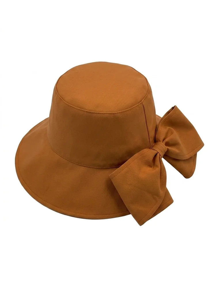 Gold Camel Bowknot Detail Bucket Hat