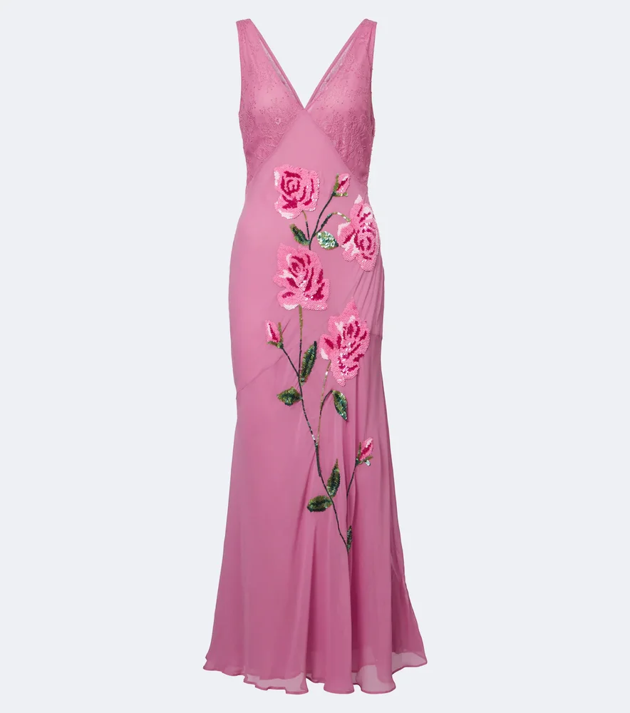 Floral sequined midi dress