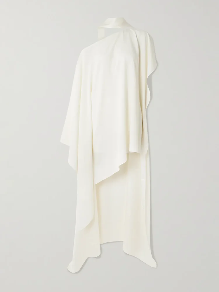 Trebbia scarf-detailed one-shoulder crepe-cady kaftan