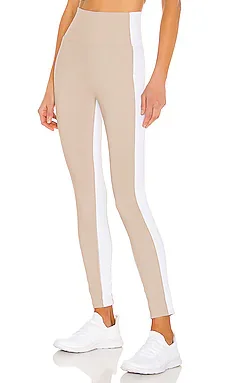 Colorblock Legging in Taupe & White