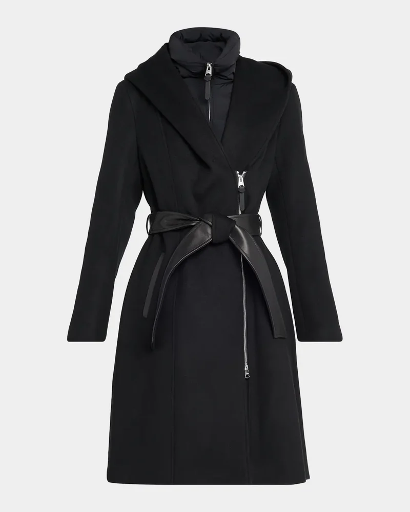 Shia 2-in-1 Double-Face Wool Coat with Removable Bib