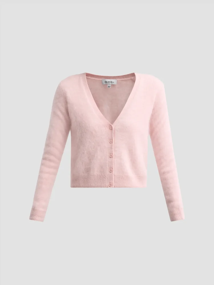 Private Label Brushed Cashmere Crop Cardigan