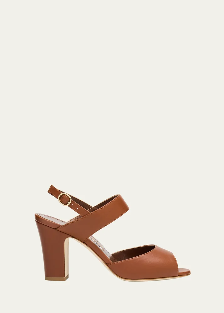 Khiko Leather Peep-Toe Slingback Sandals