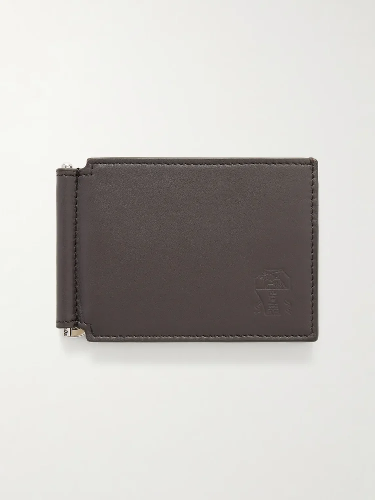 Logo-Debossed Leather Billfold Wallet With Money Clip