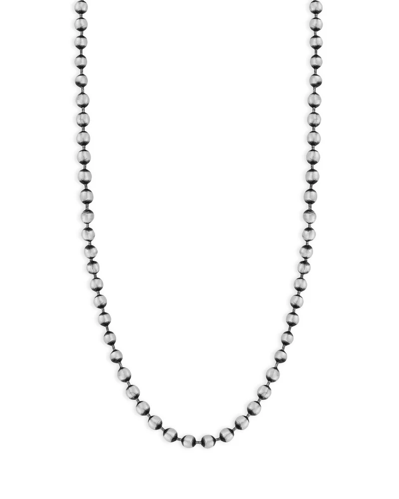 Men's Sterling Silver Oxidized Ball Chain Necklace, 20"