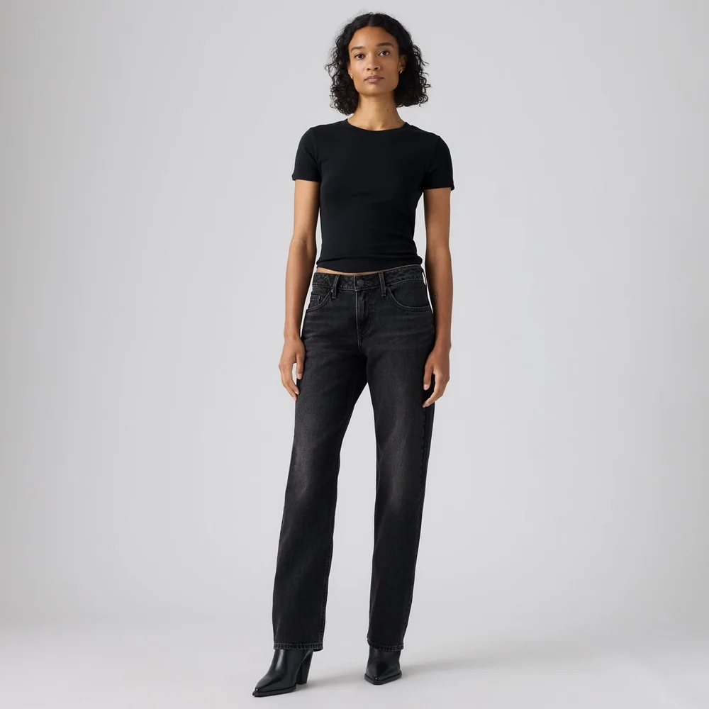 Low Straight Jeans in Tech Storm, Black