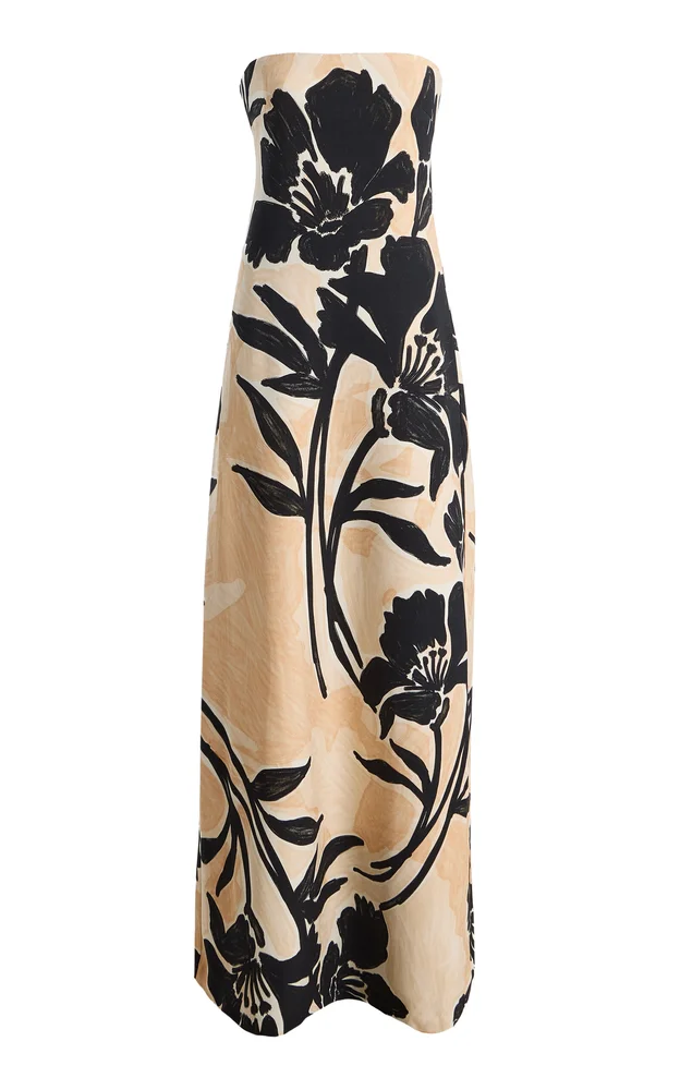 Benita Strapless Floral Crepe Maxi Dress