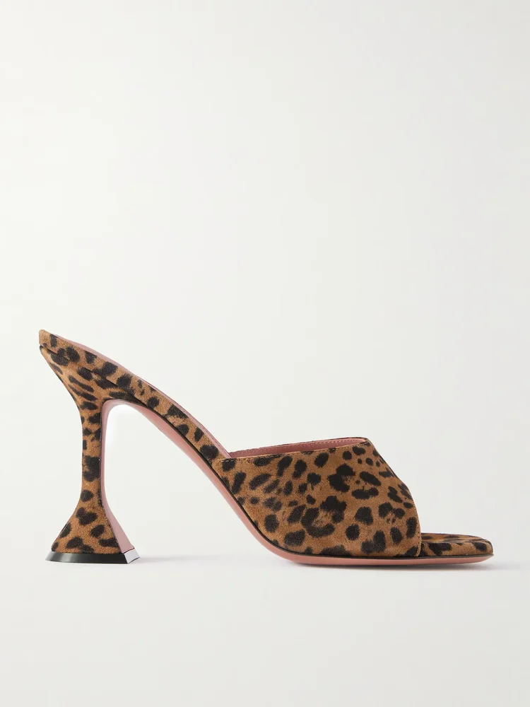 Lupita leopard-print suede mules