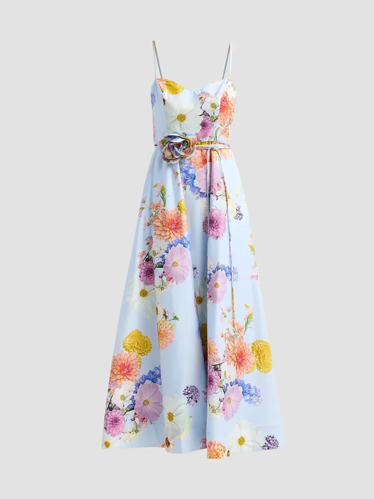 Eirene Floral Tie-Waist Maxi Dress