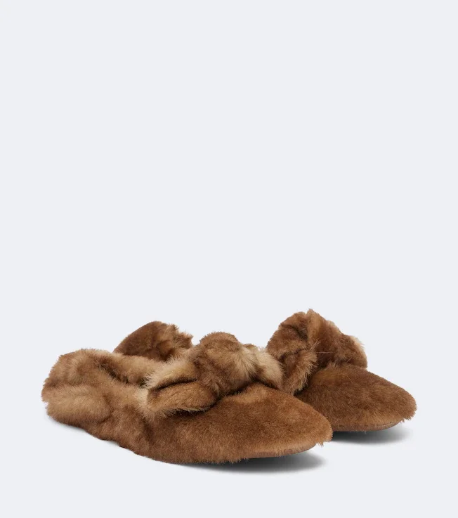 Carousel shearling ballet flats