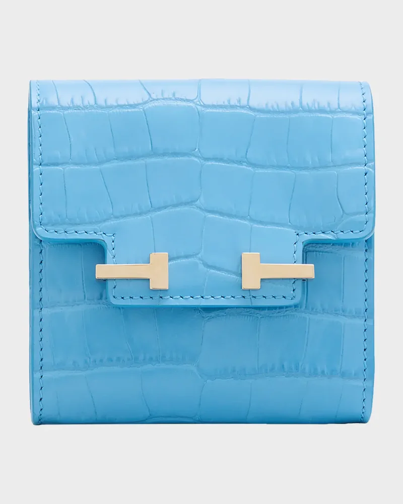 Croc-Embossed Leather Wallet