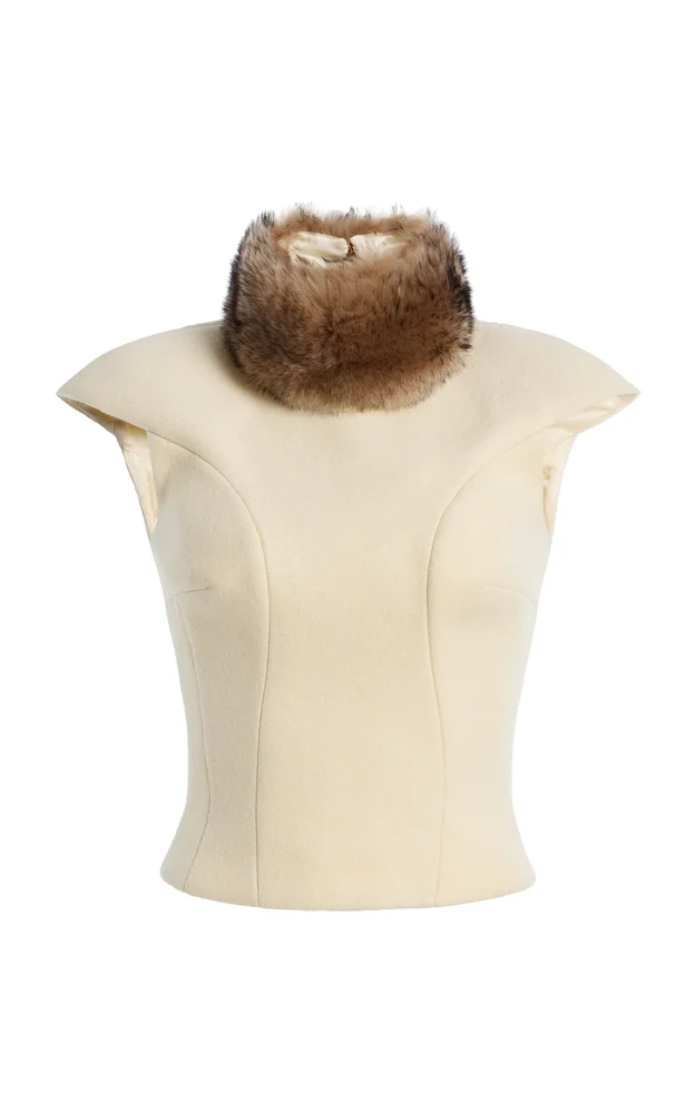 Capped-Sleeve Wool Top
