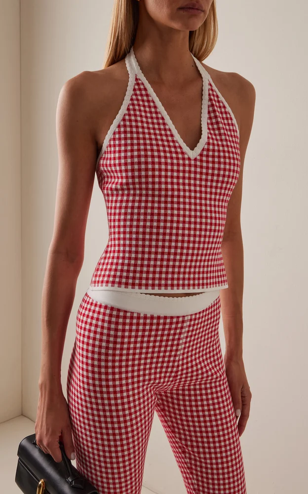 Micah Gingham Knit Halter Top