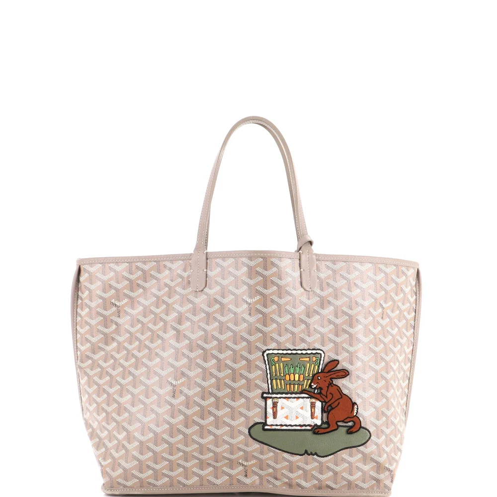 Pre-Owned Anjou Reversible Tote Embroidered Coated Canvas PM