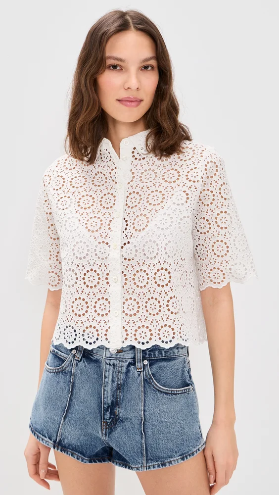 The Petal Eyelet Button Down Shirt