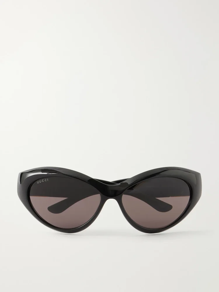 Double G-detailed cat-eye recycled-acetate sunglasses