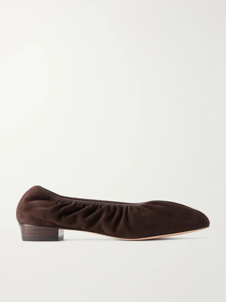 Tove gathered suede ballet flats