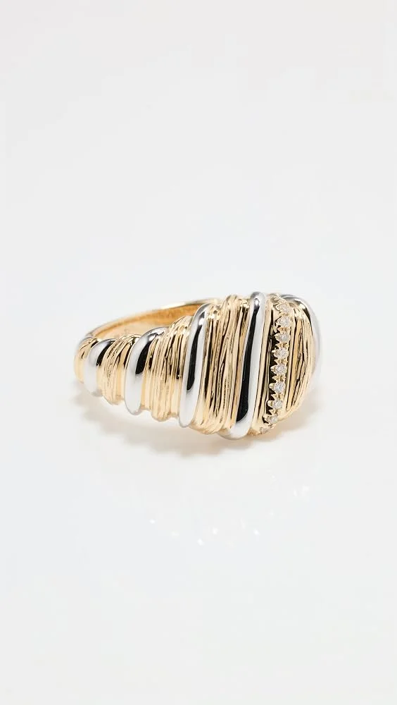Two-Tone Gold and Diamond Signet Ring