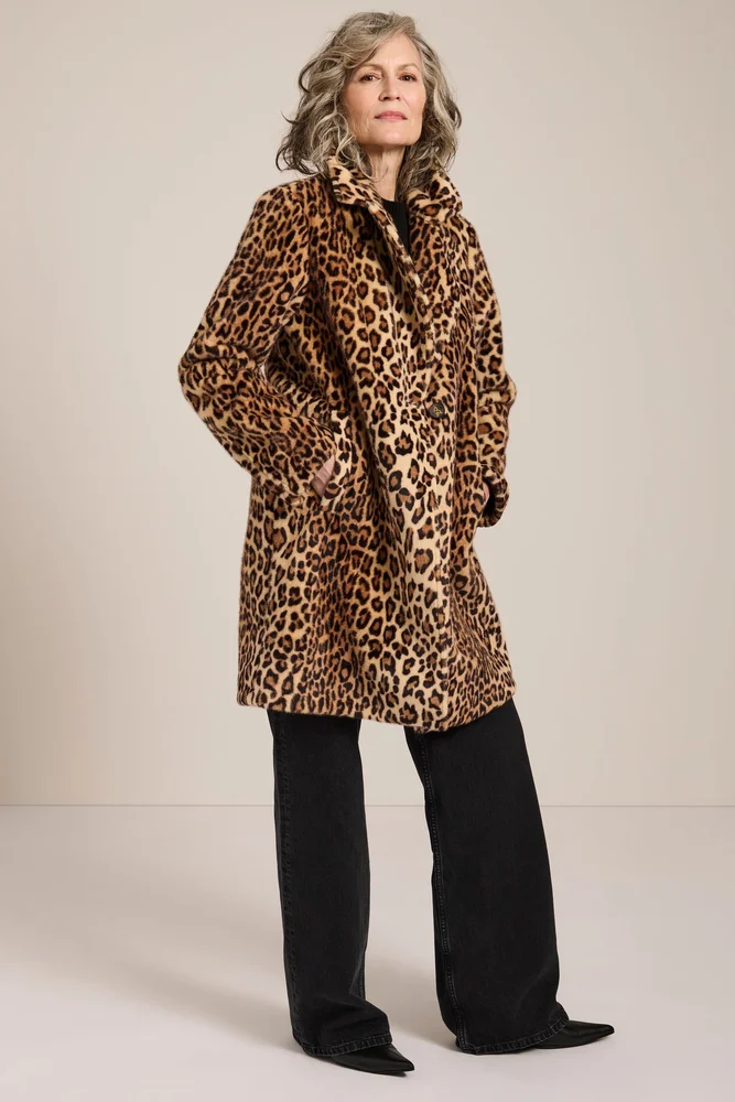 Dakota Leopard Print Tailored Coat