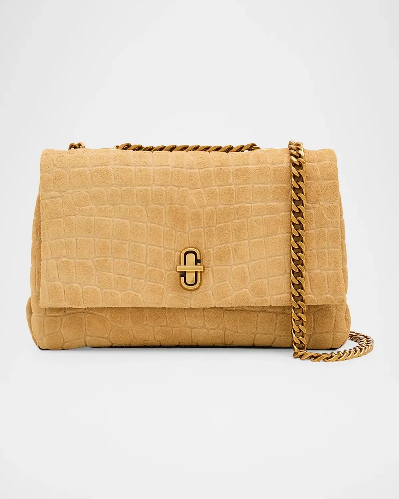 The Croc-Embossed Suede Slim Dual Convertible Shoulder Bag