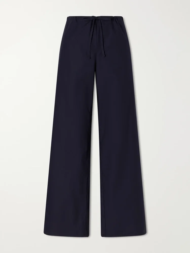 Josephine drawstring organic cotton-poplin straight-leg pants
