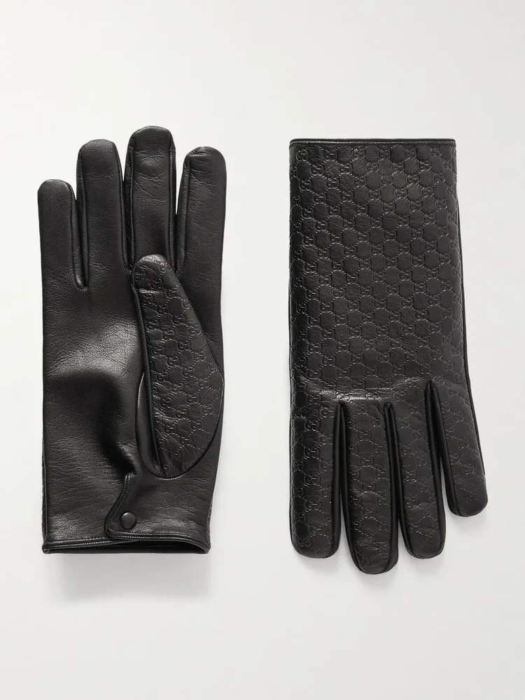 Logo-Embossed Leather Gloves
