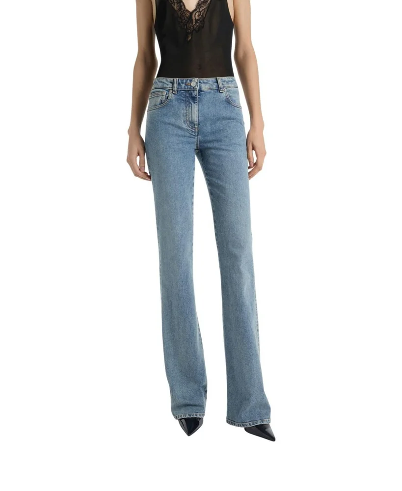 Bootcut Faded Denim Jeans in Blue