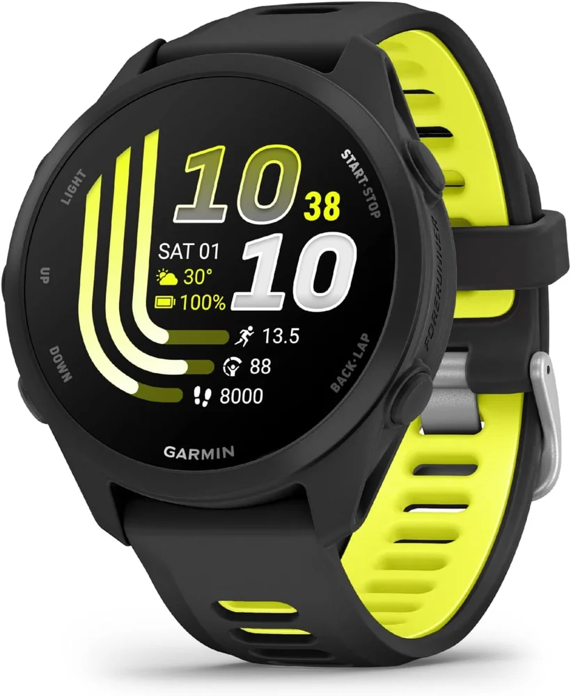 Garmin Forerunner 170 Music GPS Running Smartwatch, 43mm, Black/Amp Yellow